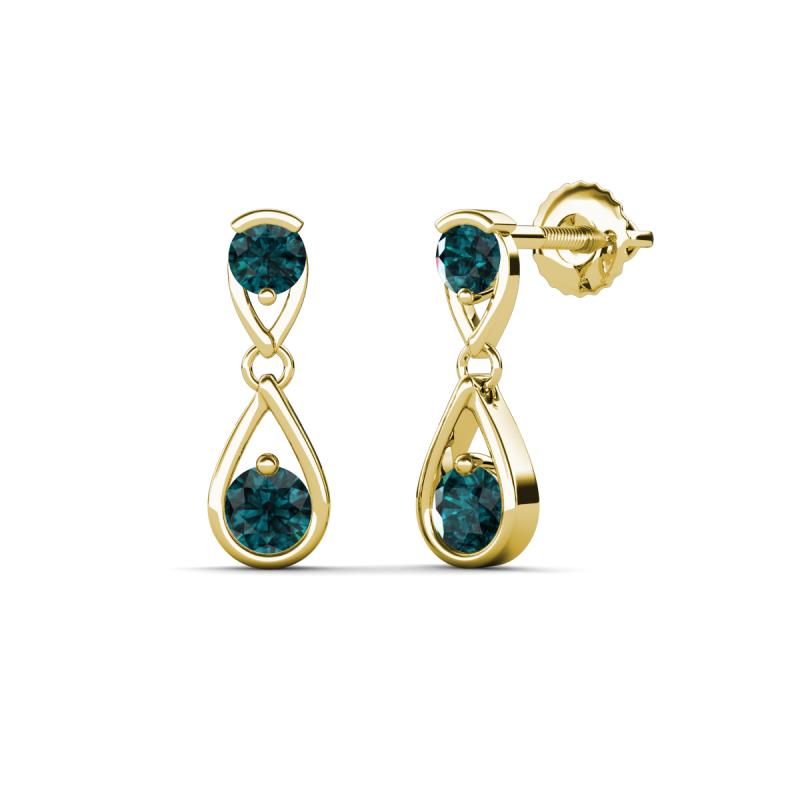 Aella 0.56 ctw London Blue Topaz Dual Teardrop Women Dangle Earrings 