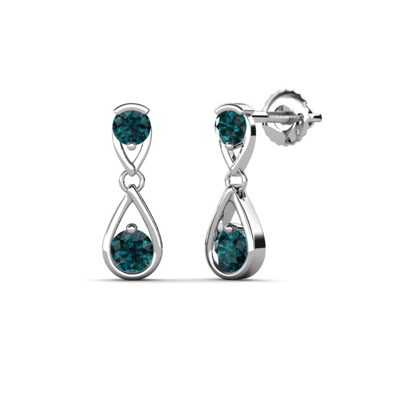 Aella 0.56 ctw London Blue Topaz Dual Teardrop Women Dangle Earrings 