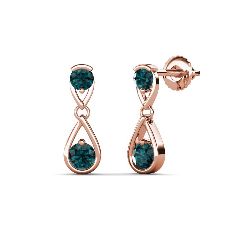 Aella 0.56 ctw London Blue Topaz Dual Teardrop Women Dangle Earrings 