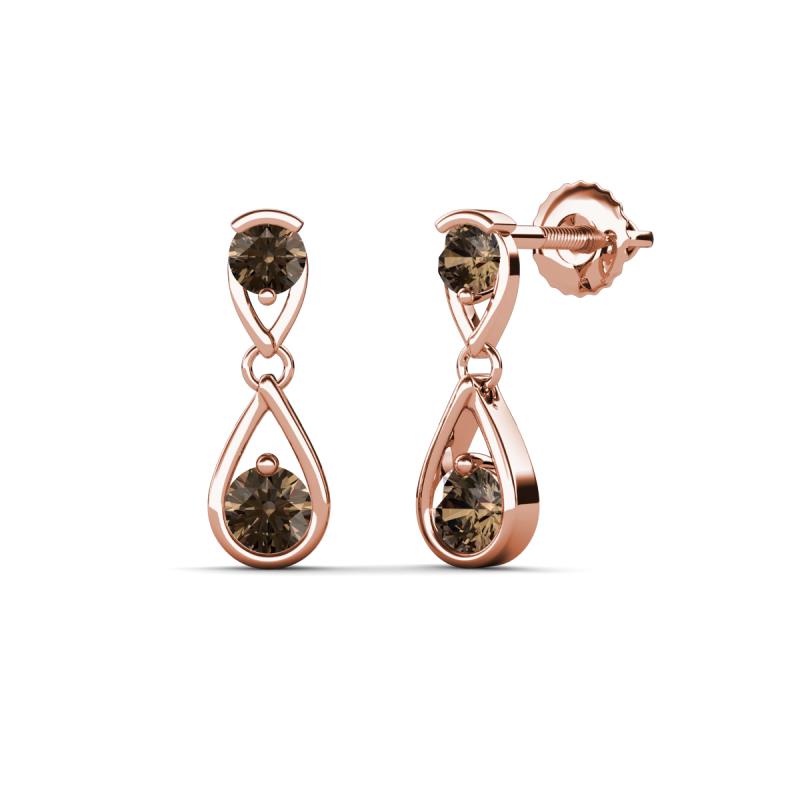 Aella 0.52 ctw Smoky Quartz Dual Teardrop Women Dangle Earrings 