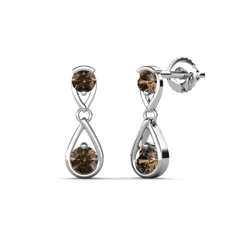 Aella 0.52 ctw Smoky Quartz Dual Teardrop Women Dangle Earrings 