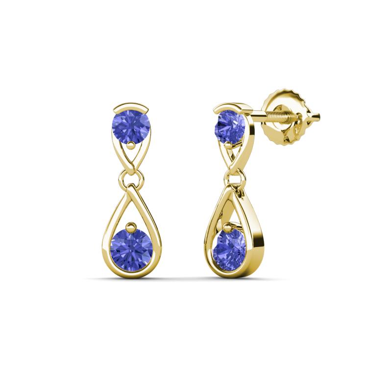 Aella 0.50 ctw Tanzanite Dual Teardrop Women Dangle Earrings 