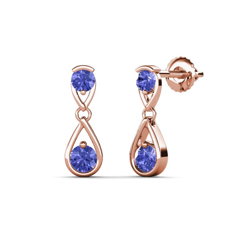 Aella 0.50 ctw Tanzanite Dual Teardrop Women Dangle Earrings 