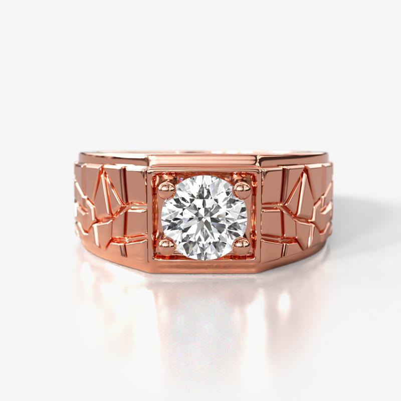 Jamar 1.00 ct GIA Certified Natural Diamond Nugget Solitaire Men Band (9.50 mm) 