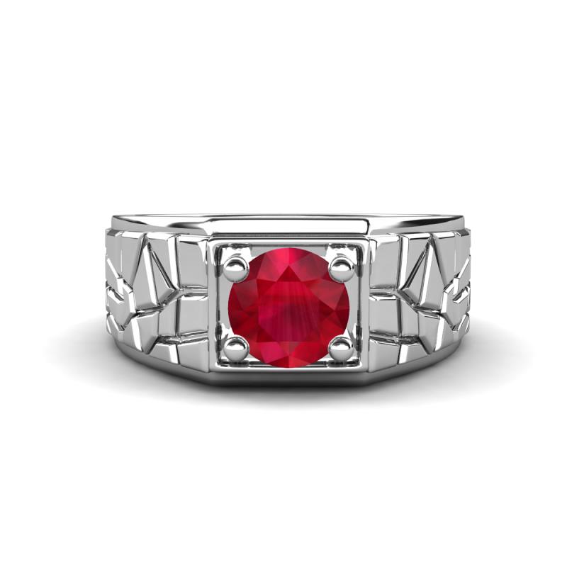 Jamar 0.95 ct Ruby Nugget Solitaire Men Band (9.50 mm) 