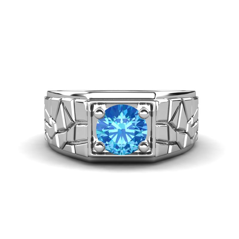 Jamar 0.95 ct Blue Topaz Nugget Solitaire Men Band (9.50 mm) 