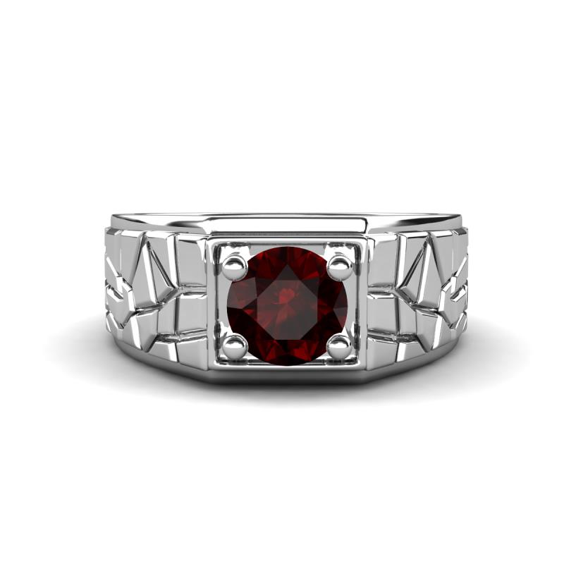 Jamar 1.05 ct Red Garnet Nugget Solitaire Men Band (9.50 mm) 