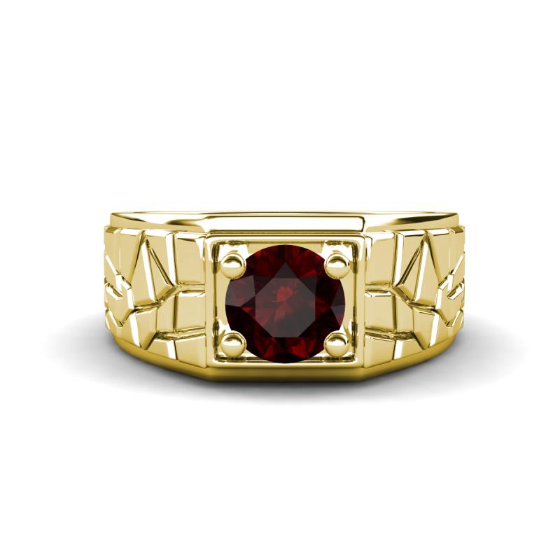Jamar 1.05 ct (6.50 mm) Red Garnet Nugget Solitaire Men Band 