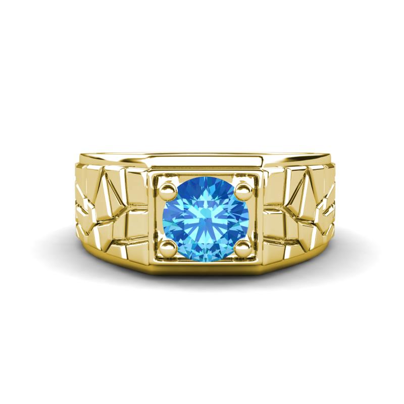 Jamar 0.95 ct Blue Topaz Nugget Solitaire Men Band (9.50 mm) 