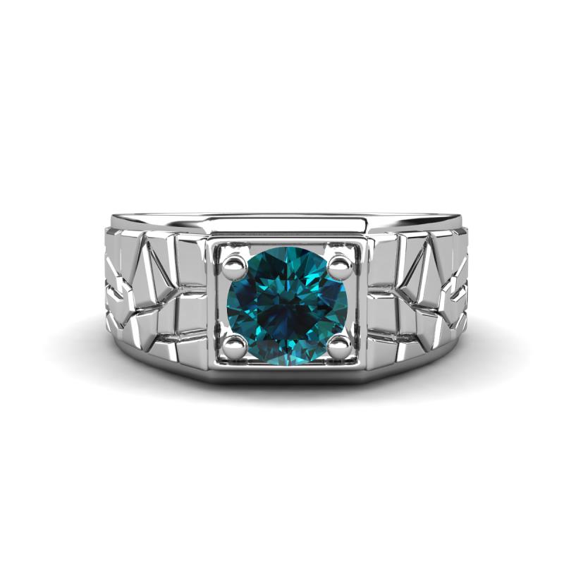 Jamar 0.80 ct Blue Diamond Nugget Solitaire Men Band (9.50 mm) 