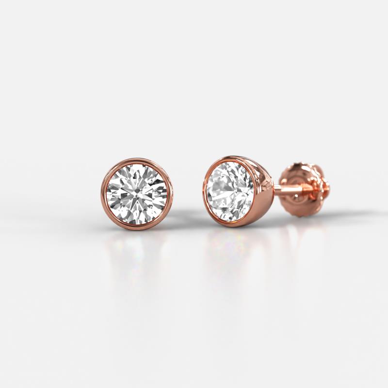Caryl Round Lab Grown Diamond 1.00 ctw Euro Bezel Set Solitaire Stud Earrings 
