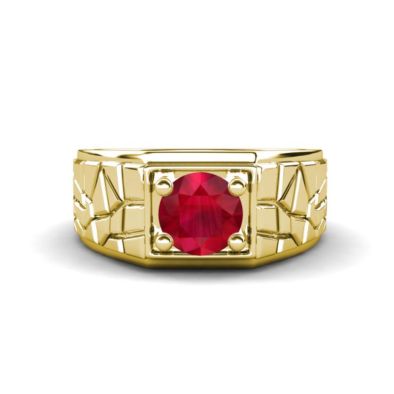 Jamar 0.95 ct (6.00 mm) Ruby Nugget Solitaire Men Band 