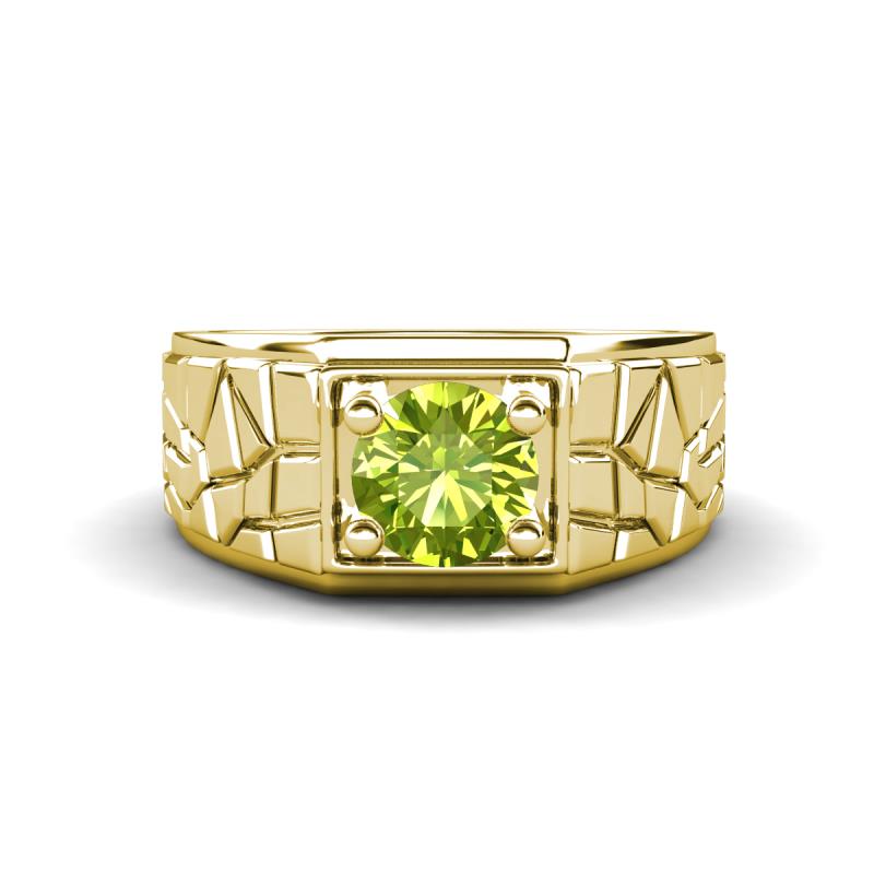 Jamar 1.10 ct (6.50 mm) Peridot Nugget Solitaire Men Band 