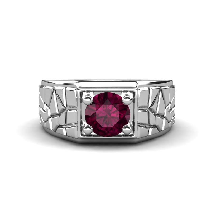 Jamar 1.00 ct Rhodolite Garnet Nugget Solitaire Men Band (9.50 mm) 