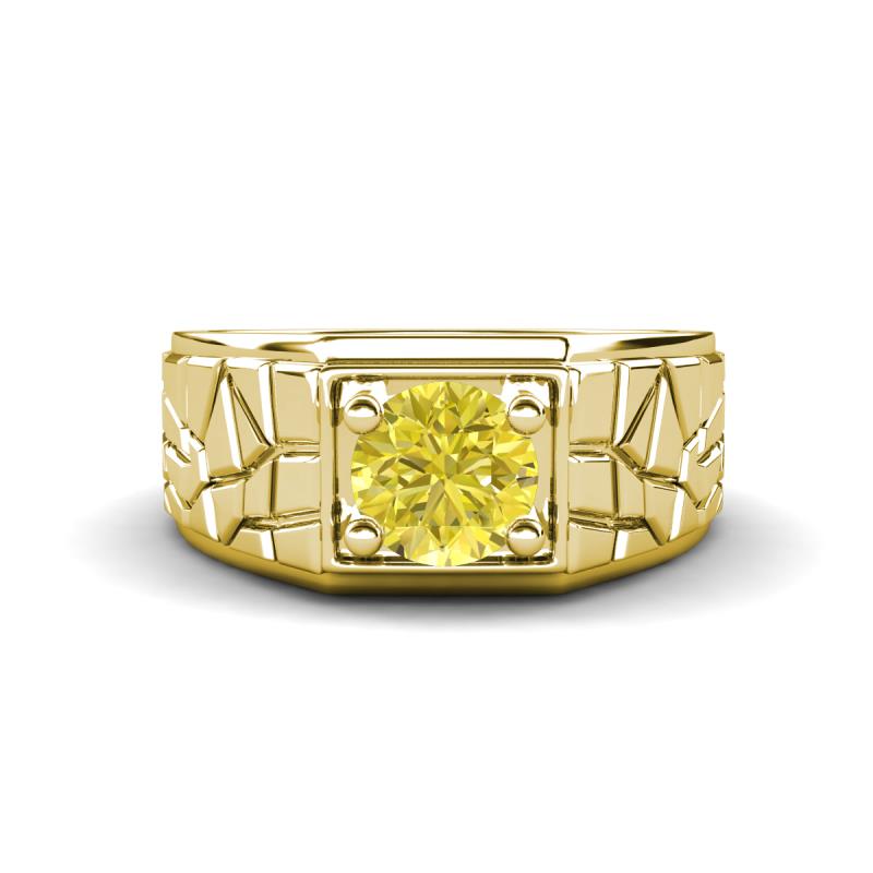 Jamar 0.80 ct Yellow Diamond Nugget Solitaire Men Band (9.50 mm) 