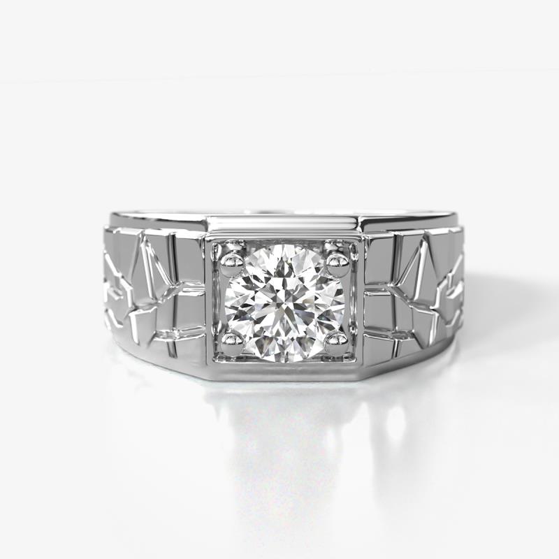 Jamar 1.00 ct (6.50 mm) GIA Certified Natural Diamond Nugget Solitaire Men Band 