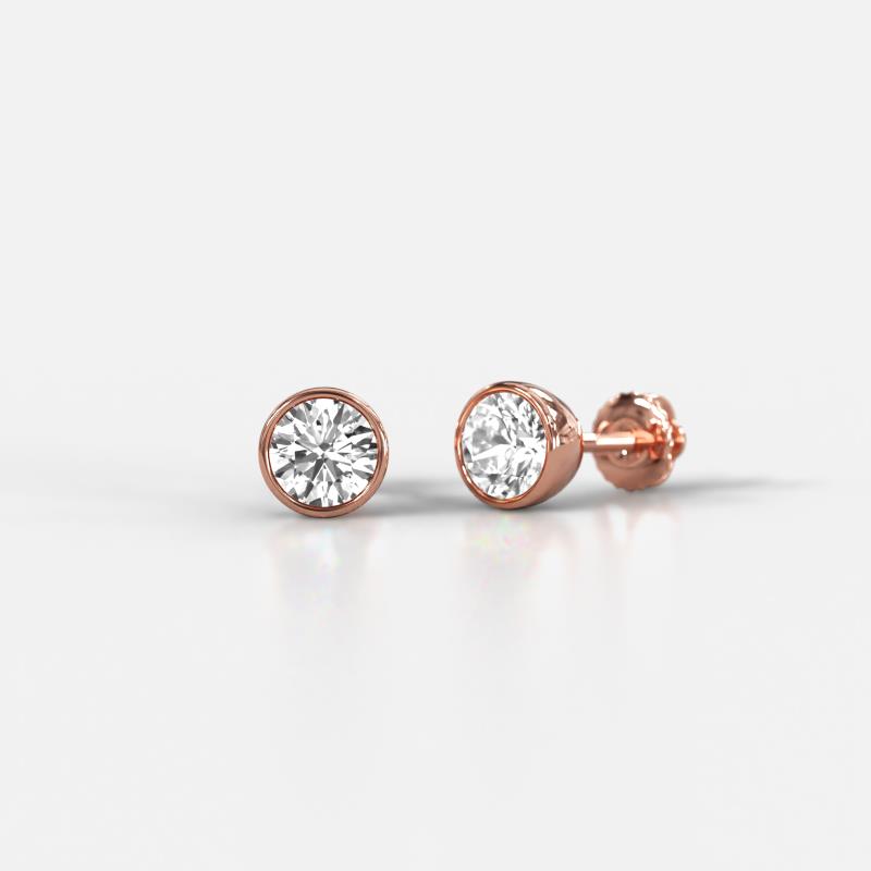Caryl  Natural Round Diamond 0.50 ctw (SI/G) Euro Bezel Set Solitaire Stud Earrings 