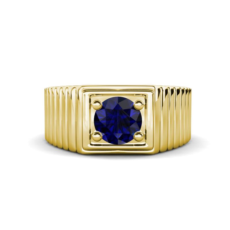 Angelo 1.15 ct (6.00 mm) Blue Sapphire Ribbed Shank Solitaire Men Band 