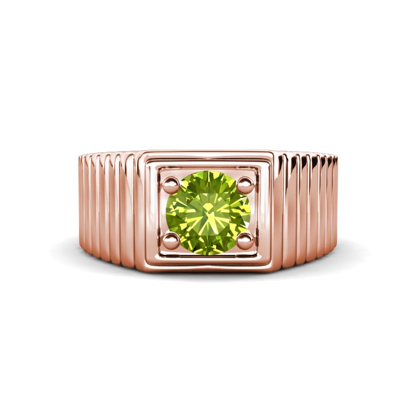 Angelo 1.10 ct (6.50 mm) Peridot Ribbed Shank Solitaire Men Band 