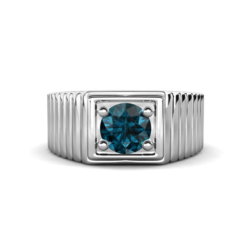 Angelo 0.95 ct (6.50 mm) London Blue Topaz Ribbed Shank Solitaire Men Band 