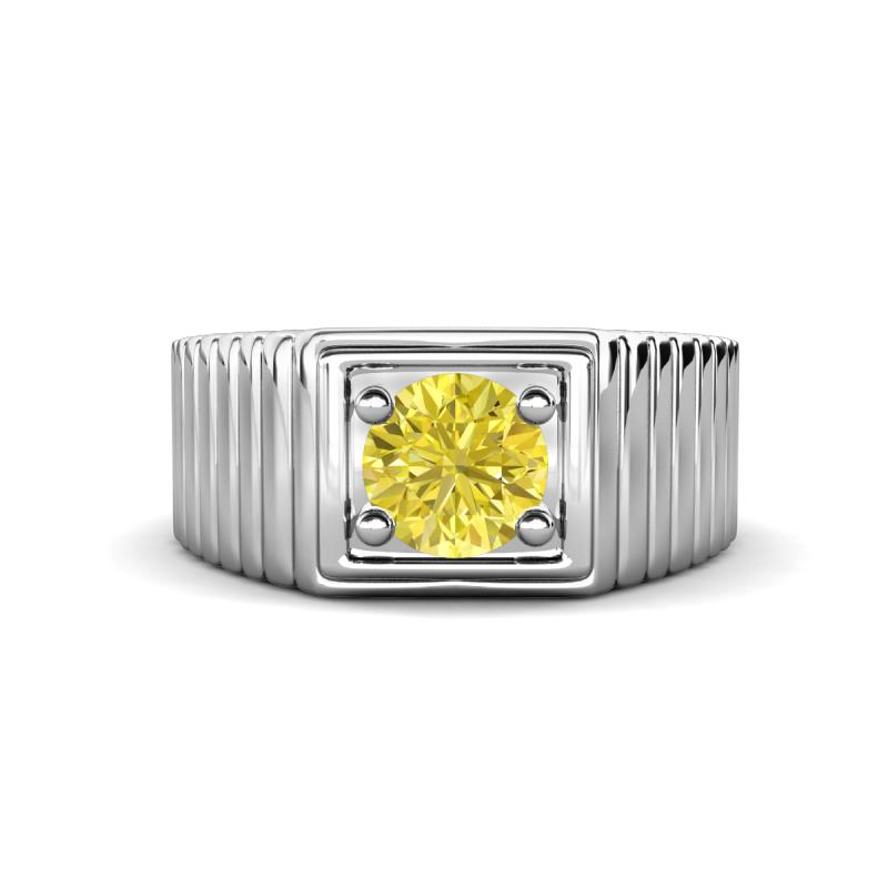 Angelo 0.80 ct (6.00 mm) Yellow Diamond Ribbed Shank Solitaire Men Band 