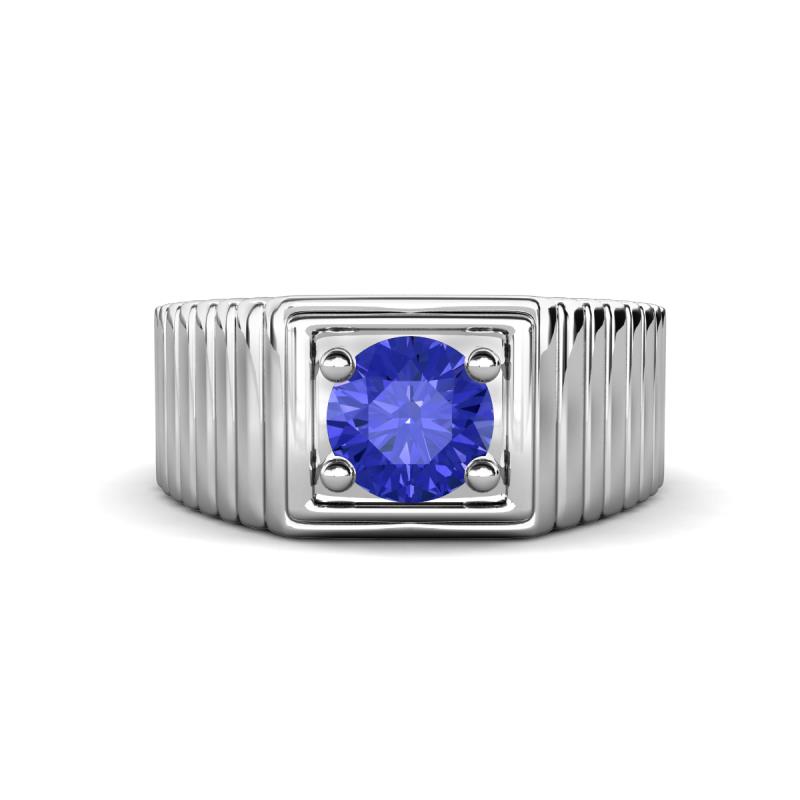 Angelo 0.92 ct (6.50 mm) Tanzanite Ribbed Shank Solitaire Men Band 