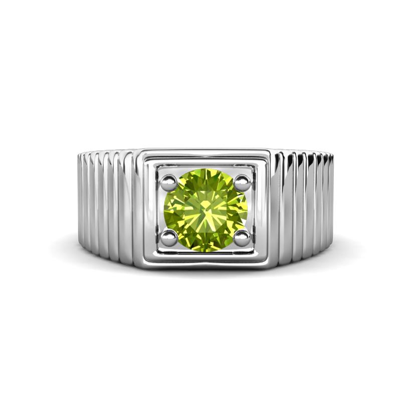 Angelo 1.10 ct (6.50 mm) Peridot Ribbed Shank Solitaire Men Band 