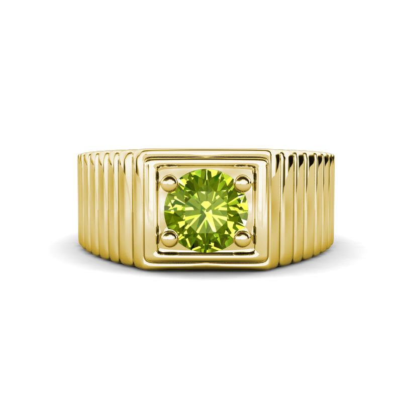 Angelo 1.10 ct (6.50 mm) Peridot Ribbed Shank Solitaire Men Band 