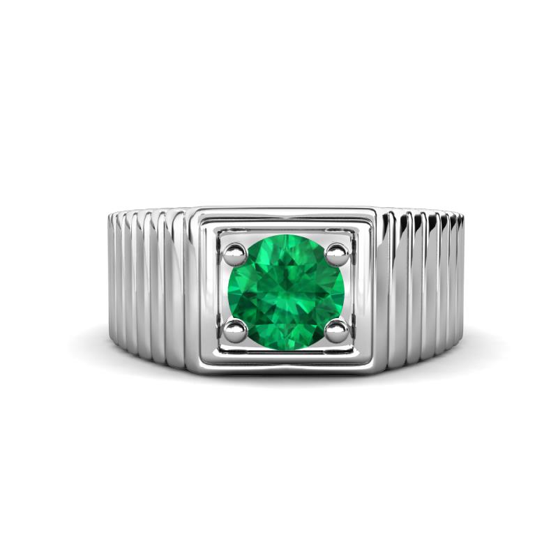 Angelo 0.80 ct (6.00 mm) Emerald Ribbed Shank Solitaire Men Band 