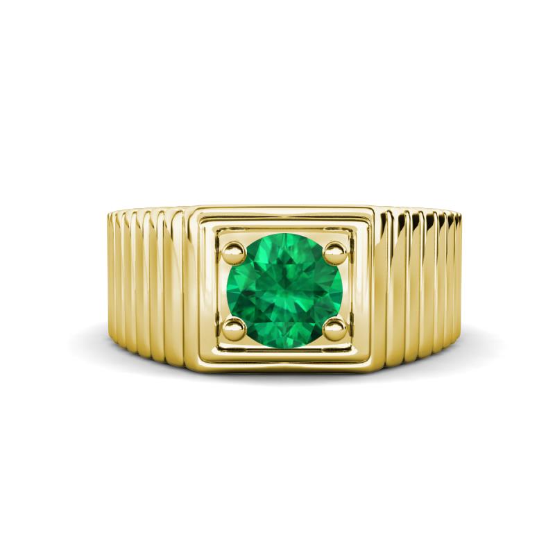 Angelo 0.80 ct (6.00 mm) Emerald Ribbed Shank Solitaire Men Band 