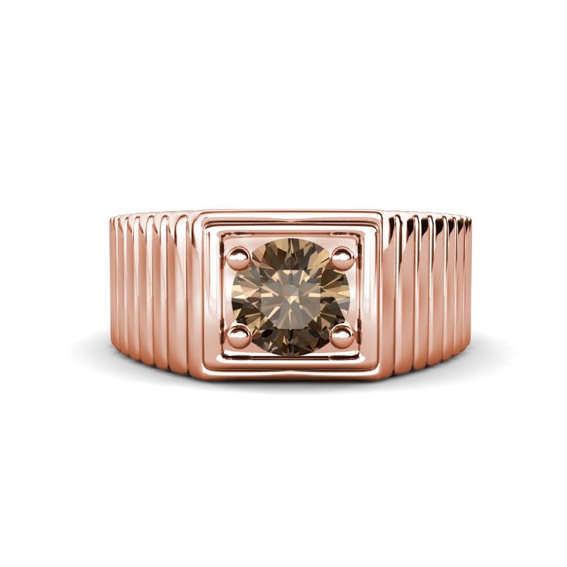 Angelo 1.00 ct (6.50 mm) Smoky Quartz Ribbed Shank Solitaire Men Band 