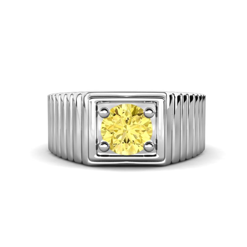 Angelo 0.95 ct (6.00 mm) Yellow Sapphire Ribbed Shank Solitaire Men Band 