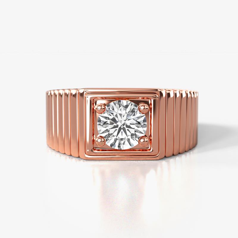 Angelo 1.00 ct (6.50 mm) Moissanite Ribbed Shank Solitaire Men Band 