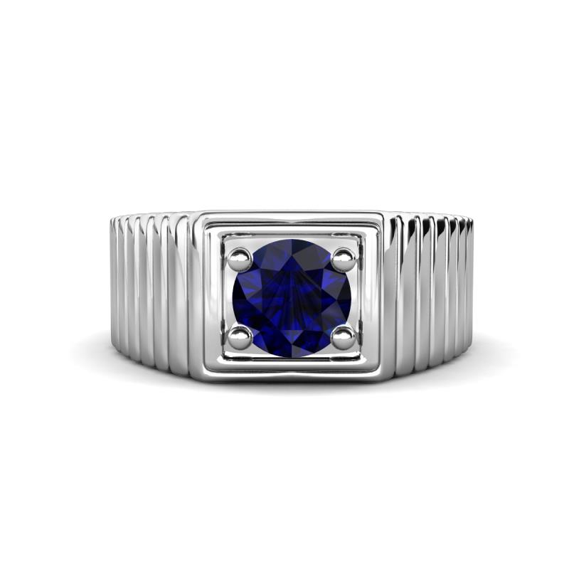 Angelo 1.15 ct (6.00 mm) Blue Sapphire Ribbed Shank Solitaire Men Band 