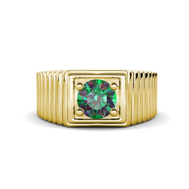 Angelo 1.00 ct (6.50 mm) Lab Created Alexandrite Ribbed Shank Solitaire Men Band 