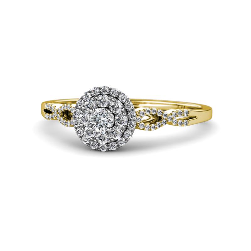 Iliana Prima 0.88 ctw Lab Grown Diamond Round (3.30 mm) & Natural Diamond Round (1.40 mm) Halo Engagement Ring 