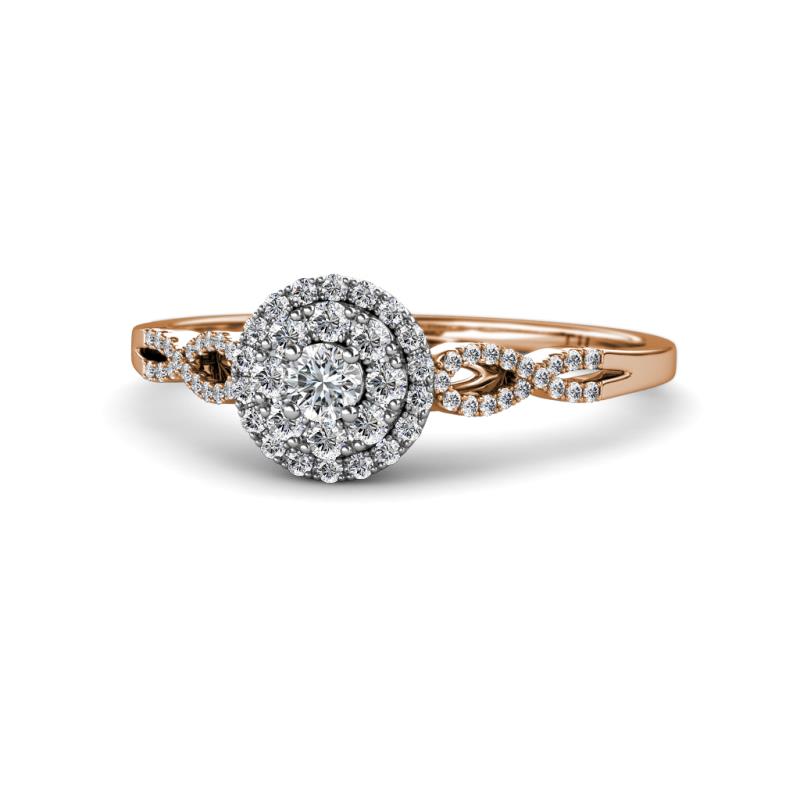 Iliana Prima 0.88 ctw Lab Grown Diamond Round (3.30 mm) & Natural Diamond Round (1.40 mm) Halo Engagement Ring 
