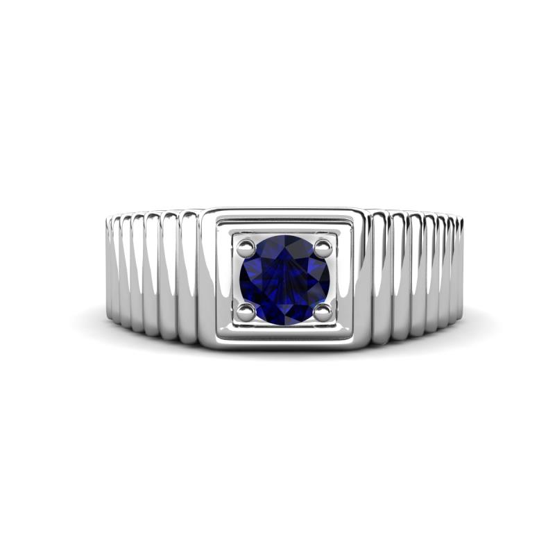 Angelo 0.70 ct Blue Sapphire Ribbed Shank Solitaire Men Band (8 mm) 