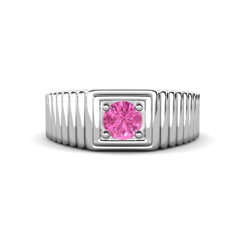 Angelo 0.53 ct Pink Sapphire Ribbed Shank Solitaire Men Band (8 mm) 
