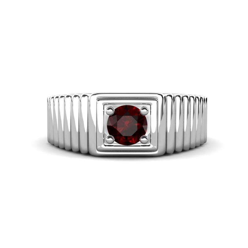 Angelo 0.63 ct Red Garnet Ribbed Shank Solitaire Men Band (8 mm) 