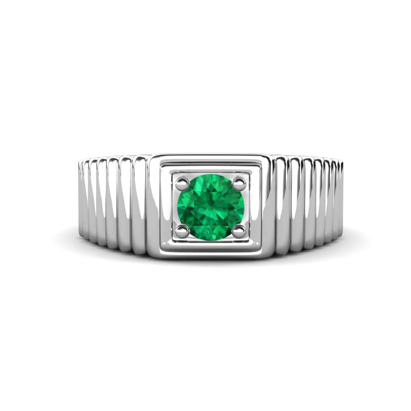 Angelo 0.40 ct Emerald Ribbed Shank Solitaire Men Band (8 mm) 