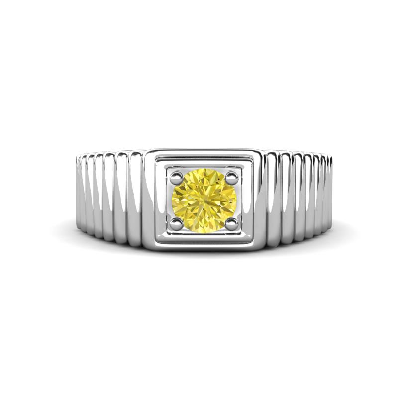 Angelo 0.50 ct (5.00 mm) Yellow Diamond Ribbed Shank Solitaire Men Band 