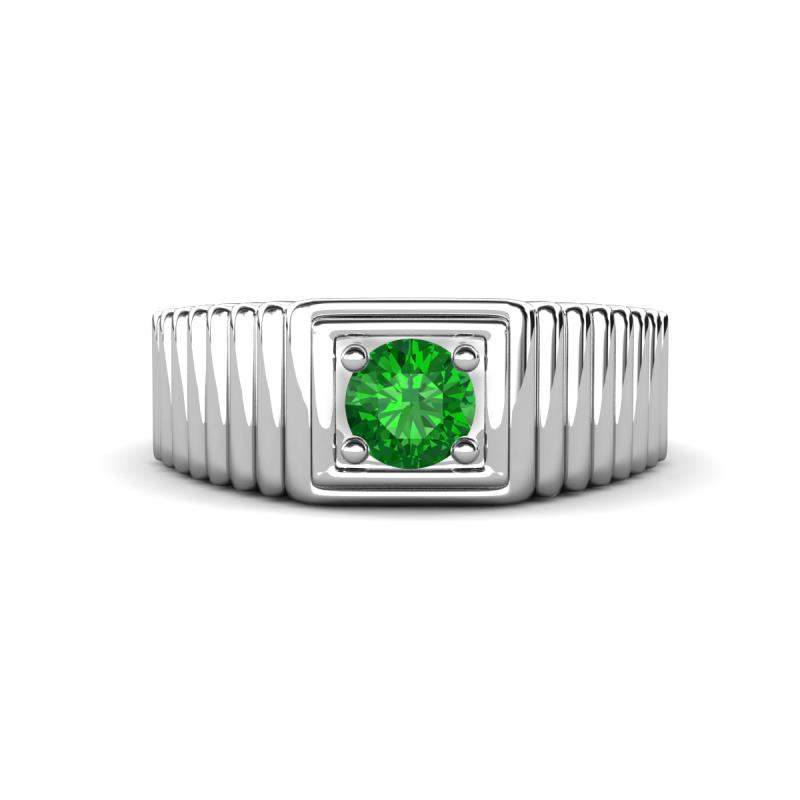 Angelo 0.60 ct Green Garnet Ribbed Shank Solitaire Men Band (8 mm) 