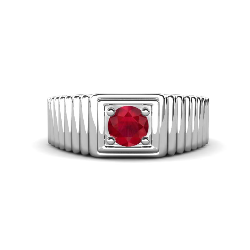 Angelo 0.55 ct Ruby Ribbed Shank Solitaire Men Band (8 mm) 