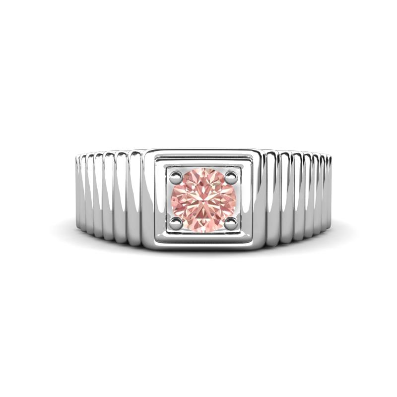 Angelo 0.48 ct Morganite Ribbed Shank Solitaire Men Band (8 mm) 
