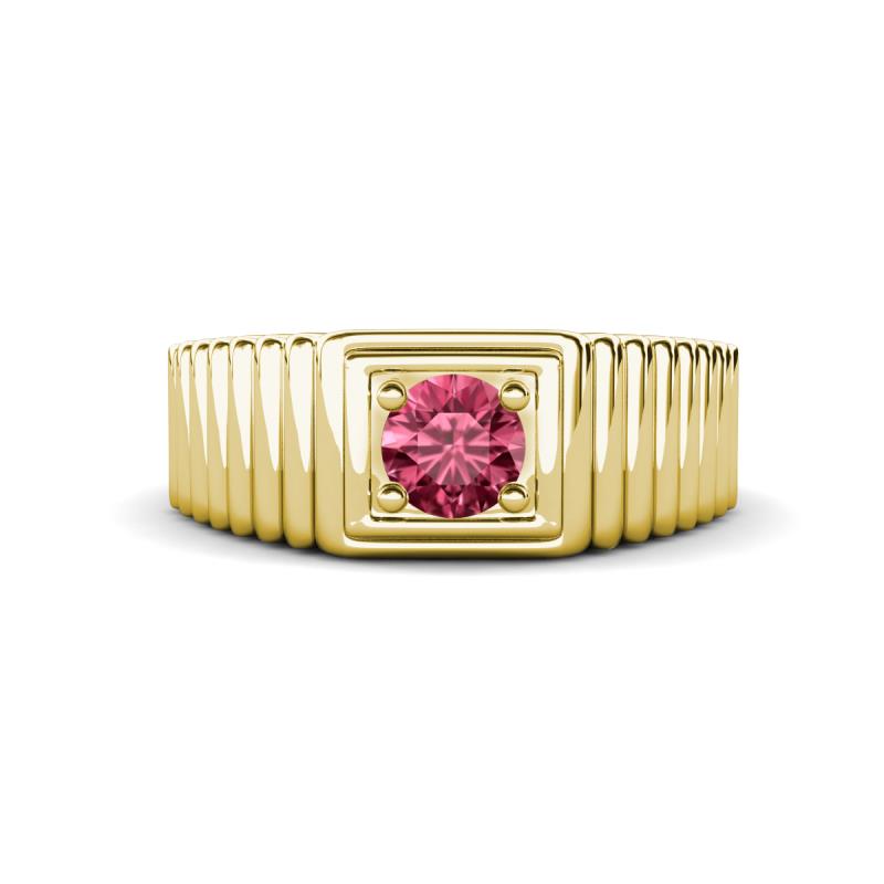 Angelo 0.40 ct Pink Tourmaline Ribbed Shank Solitaire Men Band (8 mm) 