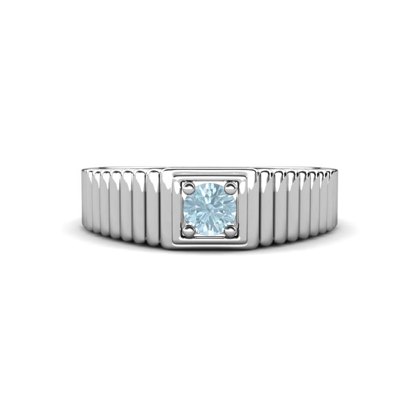 Angelo 0.20 ct Aquamarine Ribbed Shank Solitaire Men Band (7 mm) 