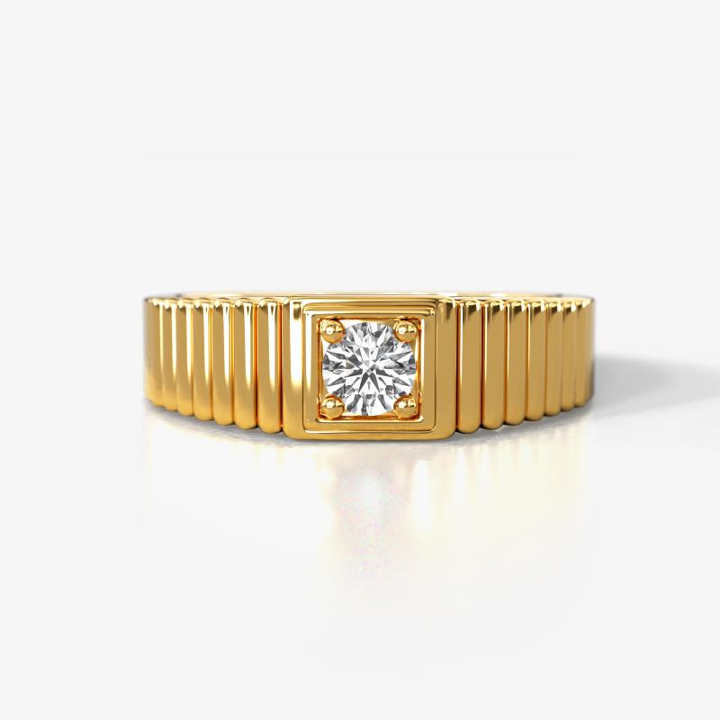 Angelo 0.25 ct (4.00 mm) Lab Grown Diamond Ribbed Shank Solitaire Men Band 