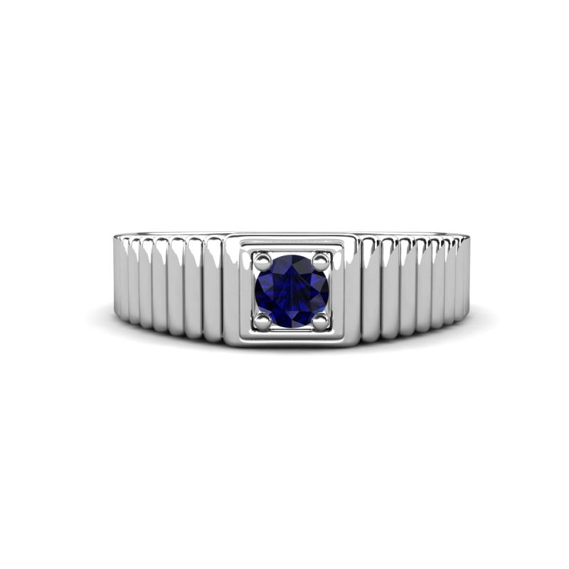 Angelo 0.30 ct (4.00 mm) Blue Sapphire Ribbed Shank Solitaire Men Band 