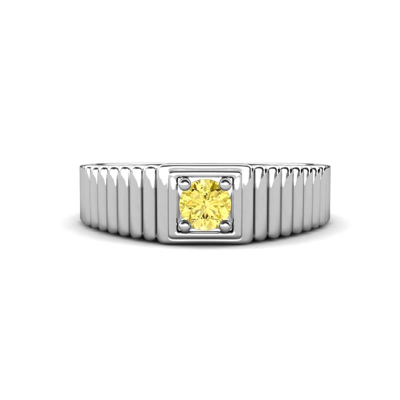 Angelo 0.30 ct Yellow Sapphire Ribbed Shank Solitaire Men Band (7 mm) 